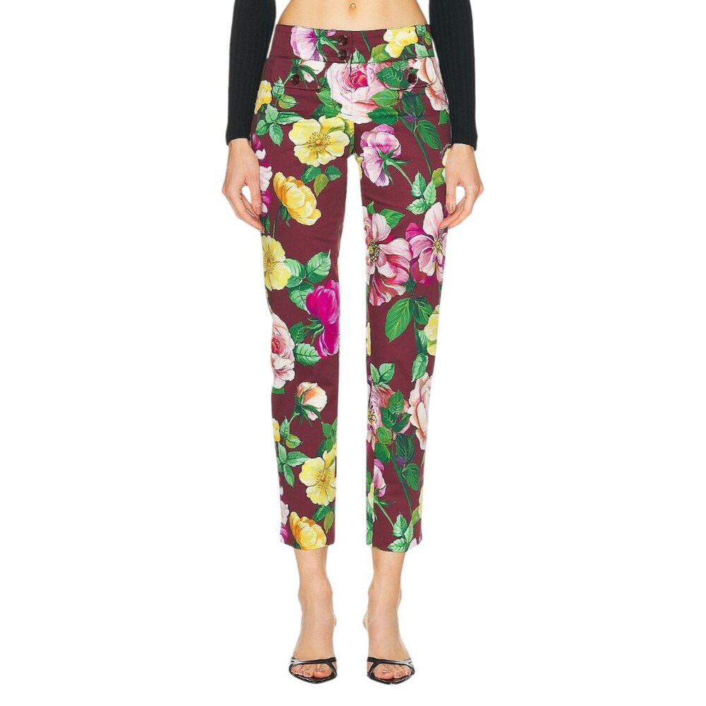 Dolce & Gabbana Floral Pants in Camelia 36 New Womens Ankle Trousers